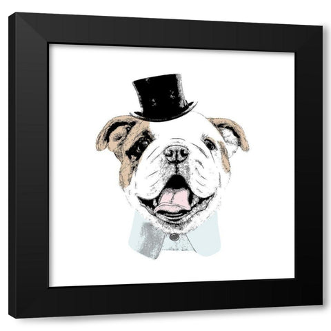 Top Hat Dog Black Modern Wood Framed Art Print with Double Matting by SD Graphics Studio