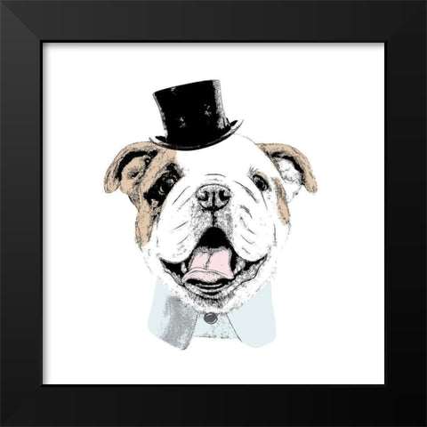 Top Hat Dog Black Modern Wood Framed Art Print by SD Graphics Studio