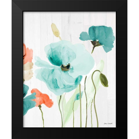 Poppies on Wood I Black Modern Wood Framed Art Print by Loreth, Lanie