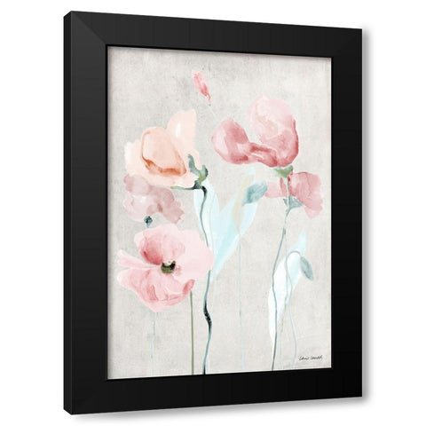 Soft Pink Poppies II Black Modern Wood Framed Art Print with Double Matting by Loreth, Lanie