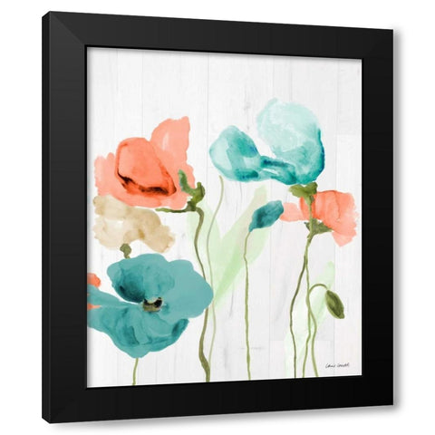 Poppies on Wood II Black Modern Wood Framed Art Print by Loreth, Lanie