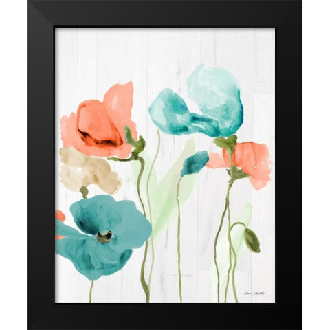 Poppies on Wood II Black Modern Wood Framed Art Print by Loreth, Lanie