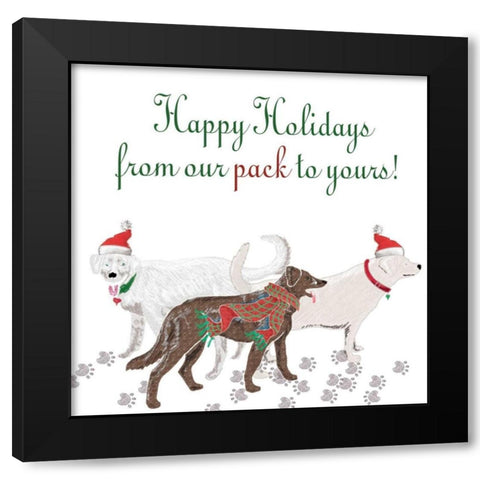 Woof Holiday Pack I Black Modern Wood Framed Art Print by Metz, Andi
