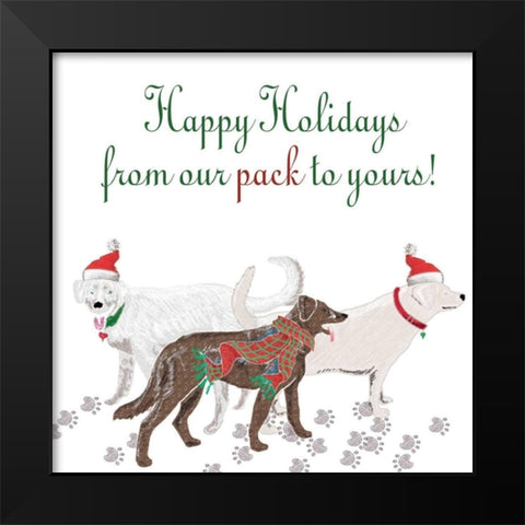 Woof Holiday Pack I Black Modern Wood Framed Art Print by Metz, Andi