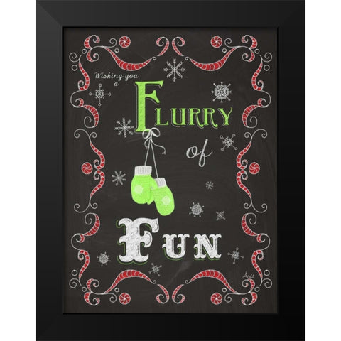 Let it Snow Chalk Art I Black Modern Wood Framed Art Print by Metz, Andi