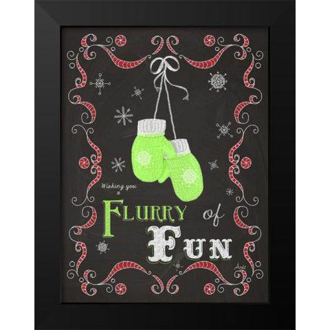 Let it Snow Chalk Art I Black Modern Wood Framed Art Print by Metz, Andi