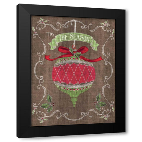 Noel Burlap Art I Black Modern Wood Framed Art Print by Metz, Andi