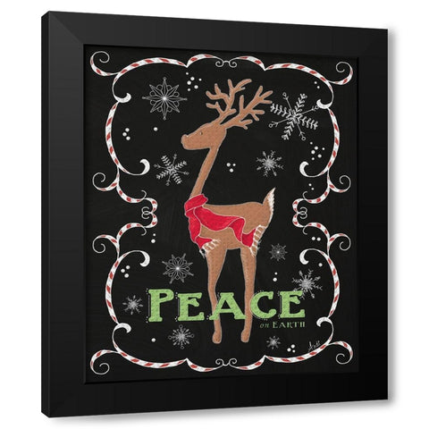 Peace on Earth Deer Black Modern Wood Framed Art Print with Double Matting by Metz, Andi