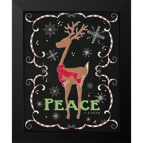 Peace on Earth Deer Black Modern Wood Framed Art Print by Metz, Andi