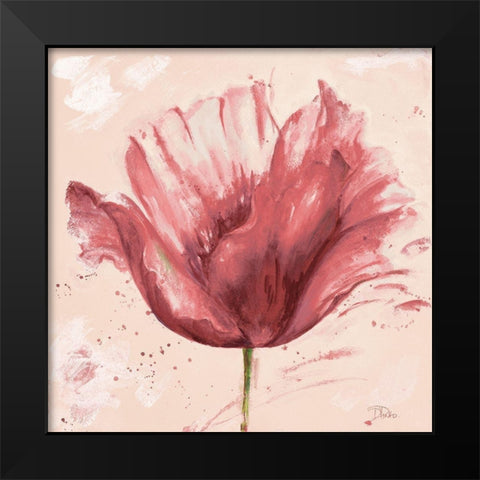 Flower in Pink Black Modern Wood Framed Art Print by Pinto, Patricia