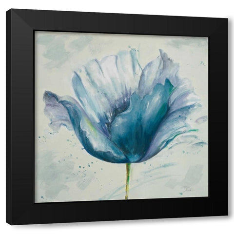 Flower in Blue I Black Modern Wood Framed Art Print with Double Matting by Pinto, Patricia