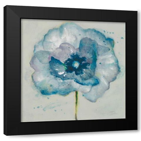 Flower in Blue II Black Modern Wood Framed Art Print with Double Matting by Pinto, Patricia
