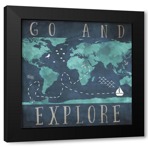 Go and Explore Black Modern Wood Framed Art Print by SD Graphics Studio