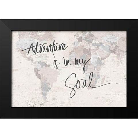Adventure Map Black Modern Wood Framed Art Print by SD Graphics Studio