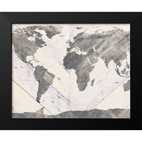 Global On Wood Black Modern Wood Framed Art Print by SD Graphics Studio