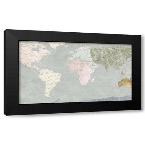 World Map Collection I Black Modern Wood Framed Art Print by SD Graphics Studio