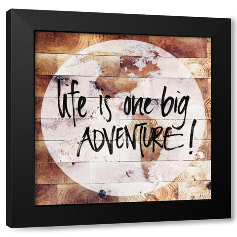 World on Wood Black Modern Wood Framed Art Print with Double Matting by SD Graphics Studio