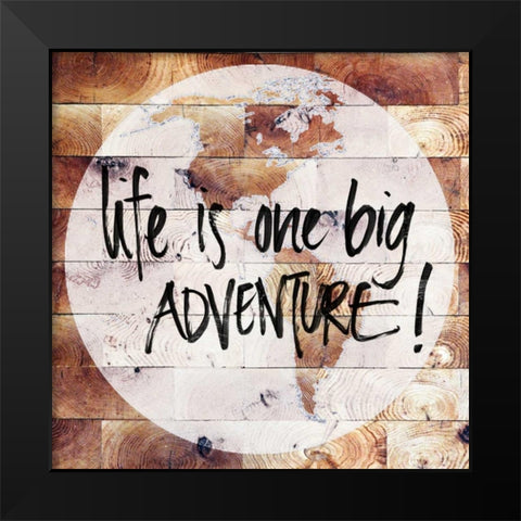 World on Wood Black Modern Wood Framed Art Print by SD Graphics Studio