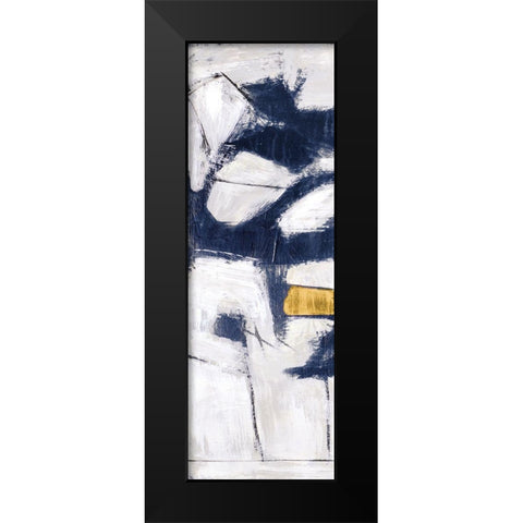 Golden Blue Shatters Panel I Black Modern Wood Framed Art Print by Johnson, Walt