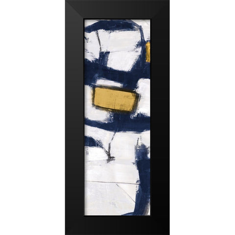 Golden Blue Shatters Panel III Black Modern Wood Framed Art Print by Johnson, Walt