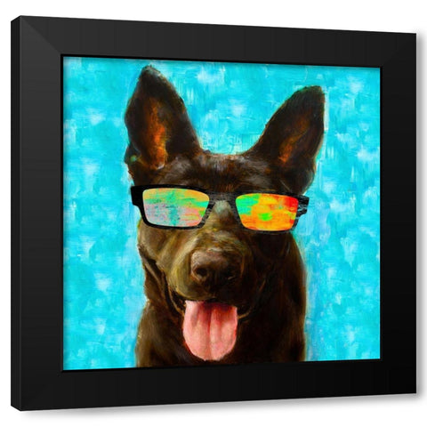 Puppy with Shades II Black Modern Wood Framed Art Print by Johnson, Walt