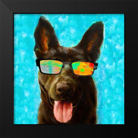 Puppy with Shades II Black Modern Wood Framed Art Print by Johnson, Walt