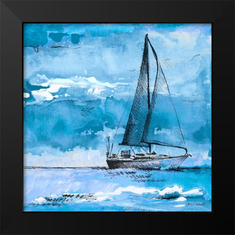Coastal Boats in Watercolor I Black Modern Wood Framed Art Print by Loreth, Lanie
