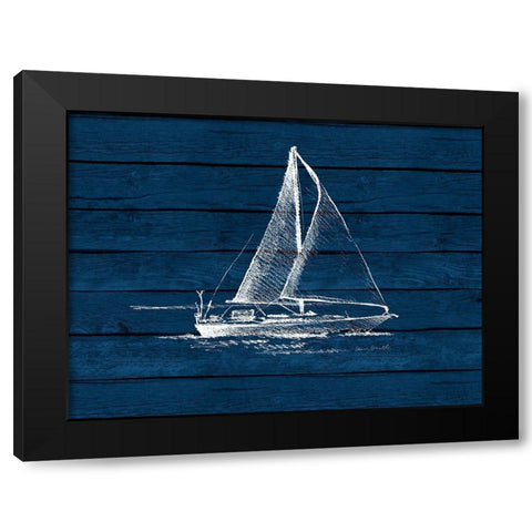 Sailboat on Blue Wood Black Modern Wood Framed Art Print with Double Matting by Loreth, Lanie