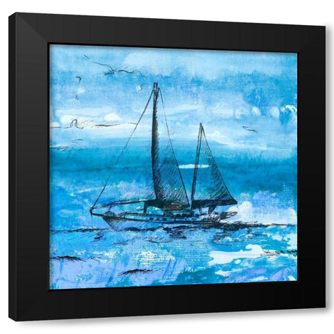 Coastal Boats in Watercolor II Black Modern Wood Framed Art Print with Double Matting by Loreth, Lanie