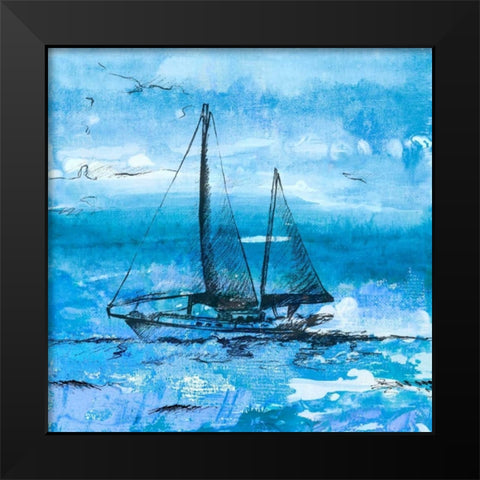 Coastal Boats in Watercolor II Black Modern Wood Framed Art Print by Loreth, Lanie