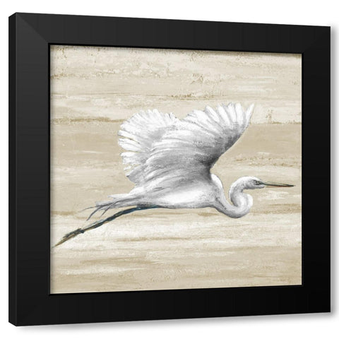 Neutral Great Egret I Black Modern Wood Framed Art Print with Double Matting by Pinto, Patricia