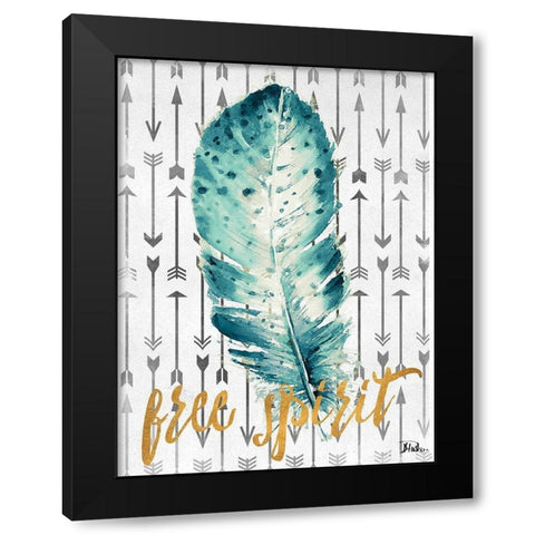 Free Spirit Feather Black Modern Wood Framed Art Print with Double Matting by Pinto, Patricia
