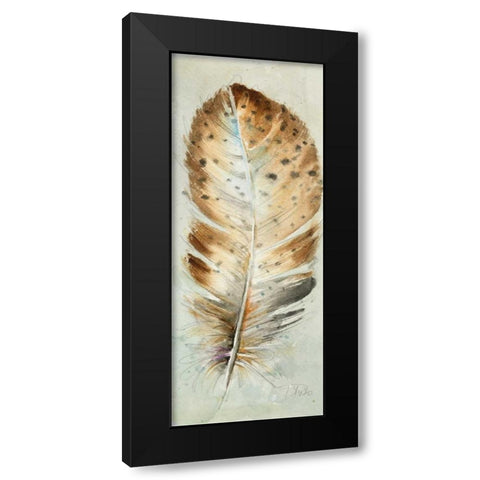 Watercolor Feather III Black Modern Wood Framed Art Print with Double Matting by Pinto, Patricia