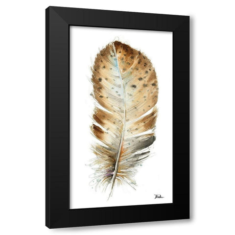 White Watercolor Feather II Black Modern Wood Framed Art Print with Double Matting by Pinto, Patricia