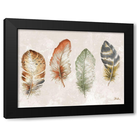 Watercolor Feathers Black Modern Wood Framed Art Print by Pinto, Patricia