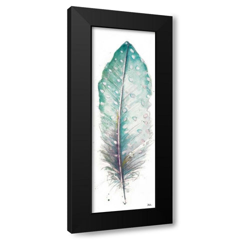 Watercolor Feather White I Black Modern Wood Framed Art Print with Double Matting by Pinto, Patricia