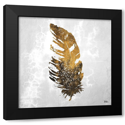 Gold Watercolor Feather II Black Modern Wood Framed Art Print by Pinto, Patricia