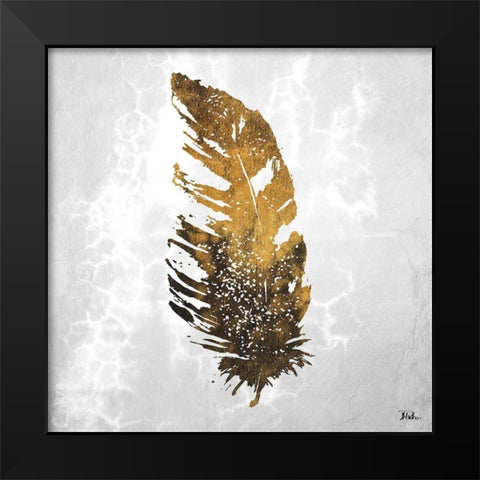 Gold Watercolor Feather II Black Modern Wood Framed Art Print by Pinto, Patricia