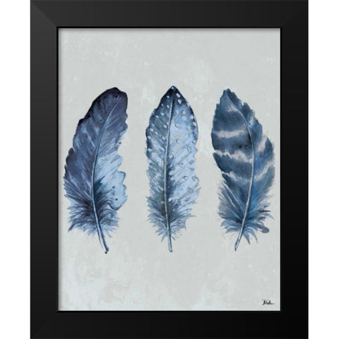 Indigo Blue Feathers I Black Modern Wood Framed Art Print by Pinto, Patricia
