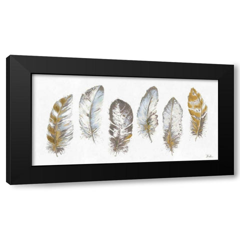 Modern Gold Feathers Panel Black Modern Wood Framed Art Print by Pinto, Patricia