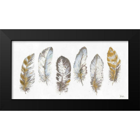 Modern Gold Feathers Panel Black Modern Wood Framed Art Print by Pinto, Patricia