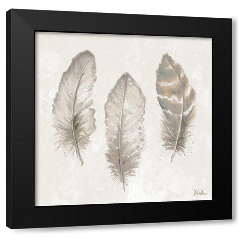Three Modern Feathers II Black Modern Wood Framed Art Print by Pinto, Patricia