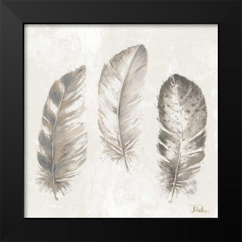 Three Modern Feathers I Black Modern Wood Framed Art Print by Pinto, Patricia