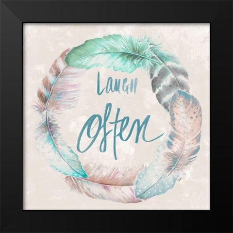 Laugh Often Black Modern Wood Framed Art Print by Pinto, Patricia