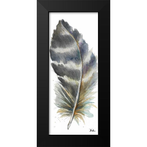 Watercolor Feather White VI Black Modern Wood Framed Art Print by Pinto, Patricia