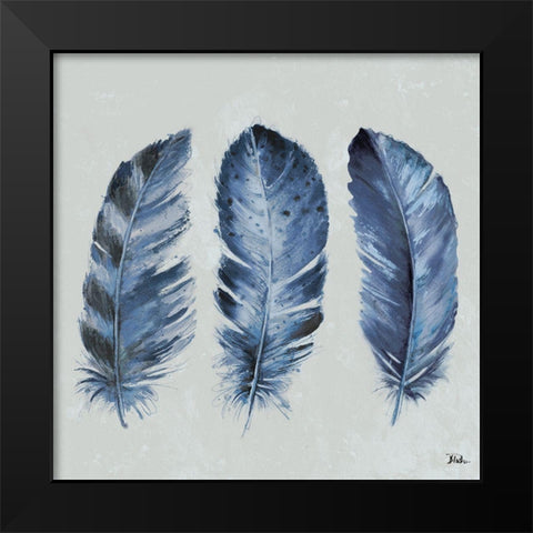 Indigo Feathers II Black Modern Wood Framed Art Print by Pinto, Patricia