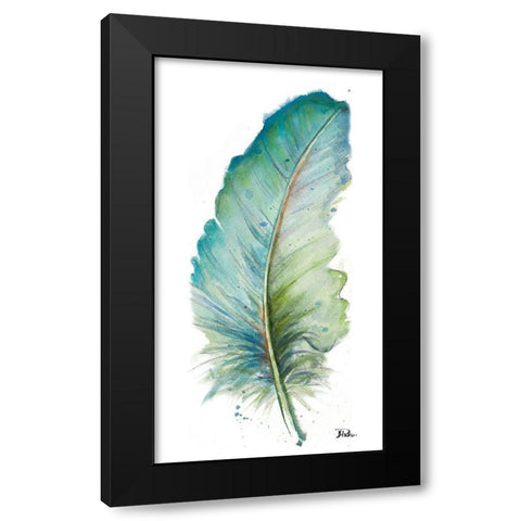 White Watercolor Feather VI Black Modern Wood Framed Art Print by Pinto, Patricia