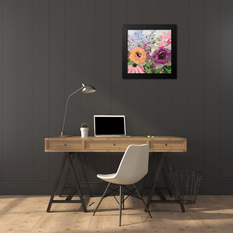Floral Burst Black Modern Wood Framed Art Print by Coolick, Ann Marie