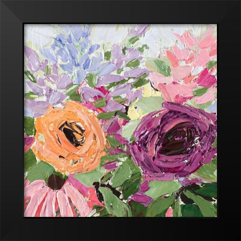 Floral Burst Black Modern Wood Framed Art Print by Coolick, Ann Marie