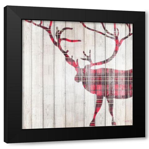Red Rhizome Deer Black Modern Wood Framed Art Print by Coolick, Ann Marie